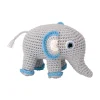 Doudou éléphant gris-bleu au crochet avec grelot