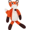 Doudou renard orange au crochet avec grelot