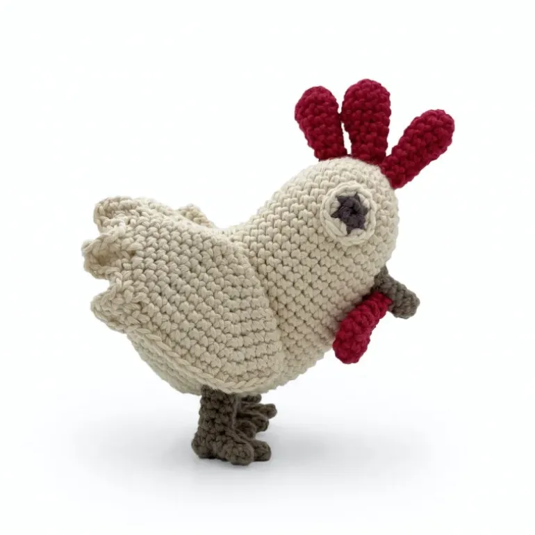 Hochet Annouk la Poule 100% coton bio