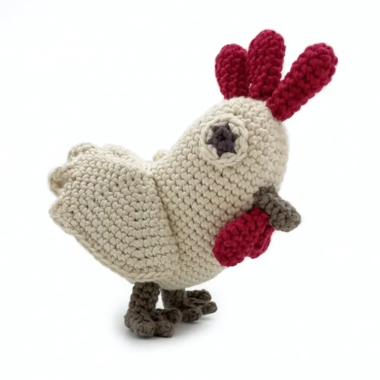 Hochet Annouk la Poule 100% coton bio