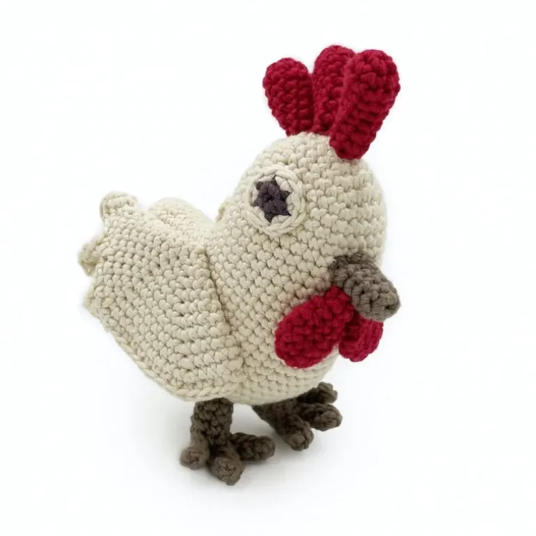 Hochet Annouk la Poule 100% coton bio