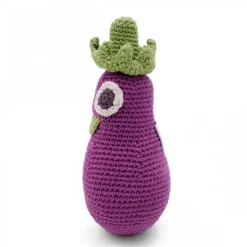 Hochet aubergine Régine en coton bio