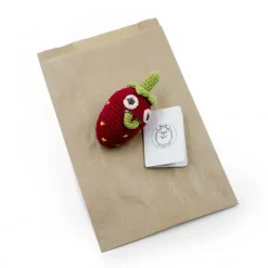 Hochet Mini Fraise en coton bio