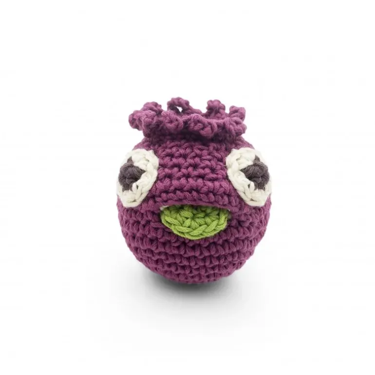 Hochet mini myrtille Mimi en coton bio