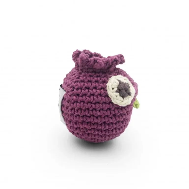 Hochet mini myrtille Mimi en coton bio