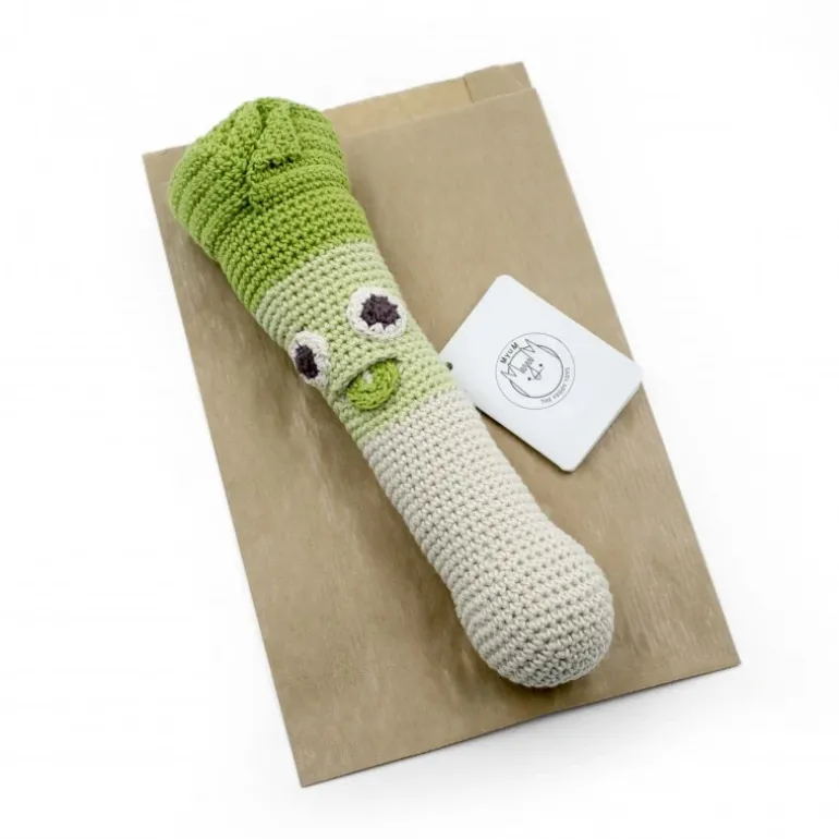 Hochet poireau Orso en coton bio