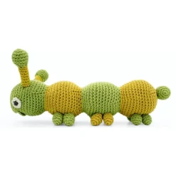 Jouet Apaisant Chiara la chenille verte 100% coton bio