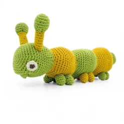 Jouet Apaisant Chiara la chenille verte 100% coton bio