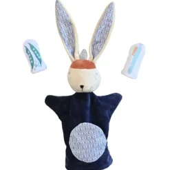 Marionnette Gabin Lapin et ses 2 marionnettes de doigts