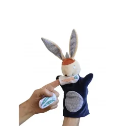 Marionnette Gabin Lapin et ses 2 marionnettes de doigts