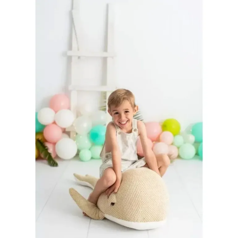 Peluche baleine beige en crochet MAXI
