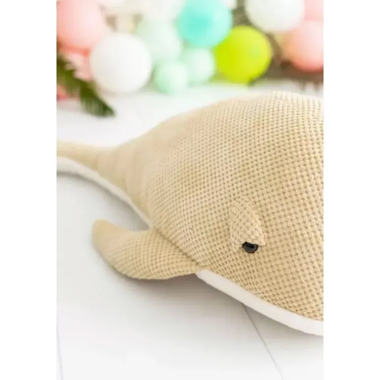 Peluche baleine beige en crochet MAXI