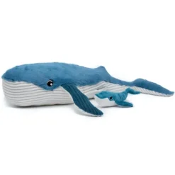 Peluche baleine géante et son bébé Gravillou bleue