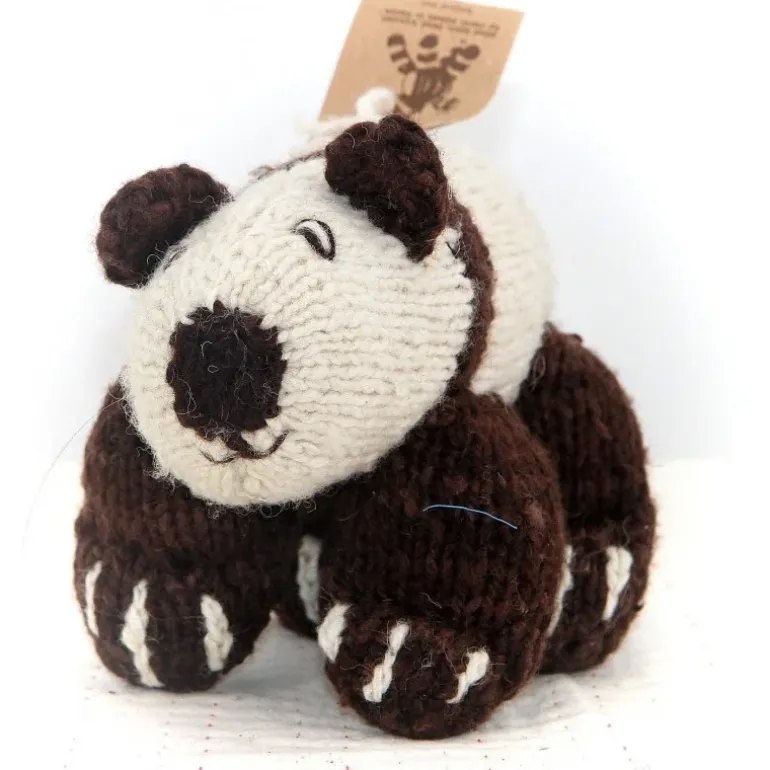 Peluche bébé panda laine fait main équitable