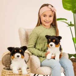 Peluche Border Collie tricolore assis - 30 cm