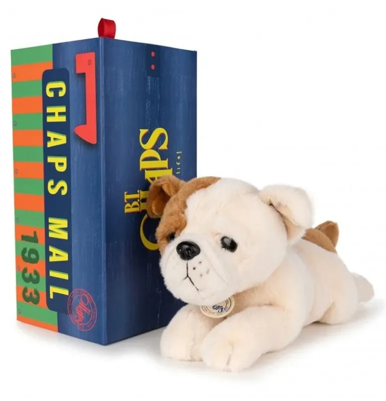 Peluche bouledogue américain Bertha en boîte cadeau - 20 cm