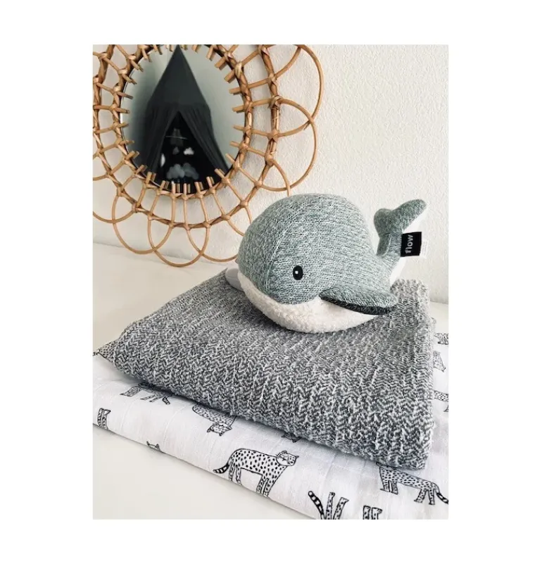 Peluche bruit blanc baleine Moby vert d'eau rechargeable