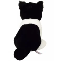 Peluche chat assis noir et blanc - 20 cm