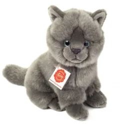 Peluche chat chartreux assis - 20 cm