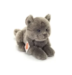 Peluche chat chartreux couché - 20 cm