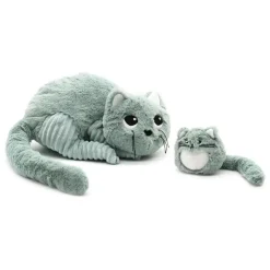 Peluche chat Miaou maman et son bébé vert menthe