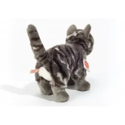Peluche chat tigré gris debout - 20 cm