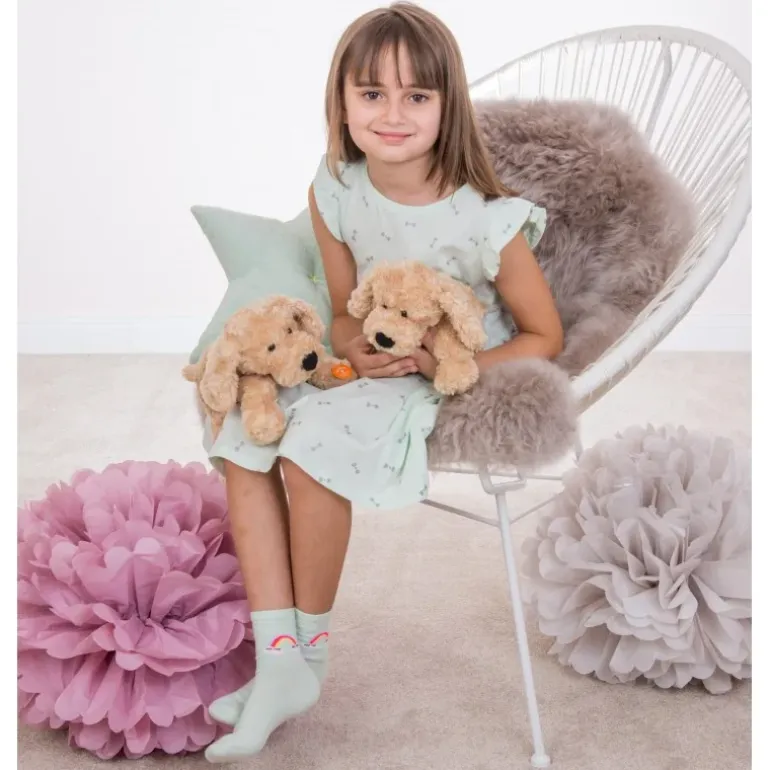 Peluche chien beige souple - 28 cm
