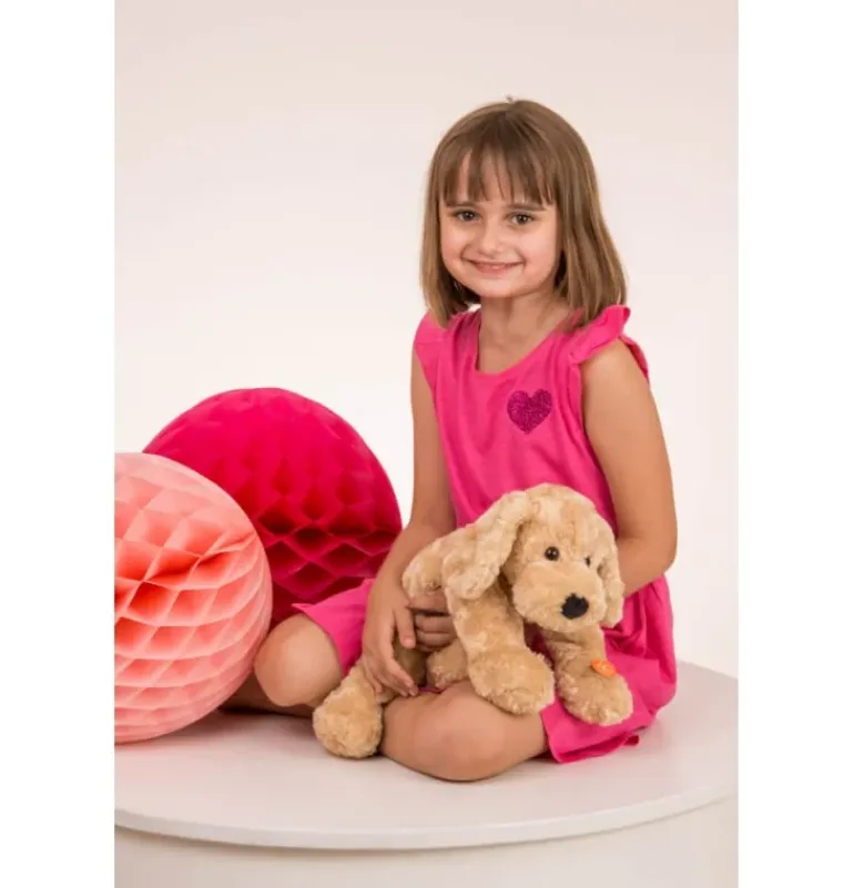 Peluche chien beige souple - 40 cm