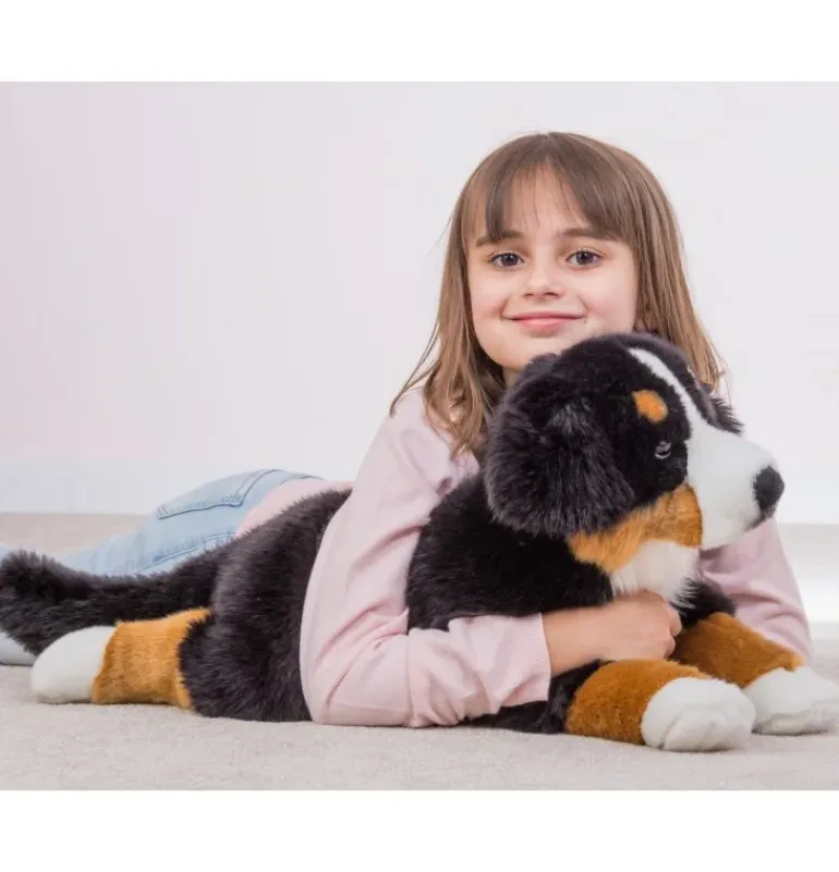 Peluche chien bouvier bernois couché - 60 cm