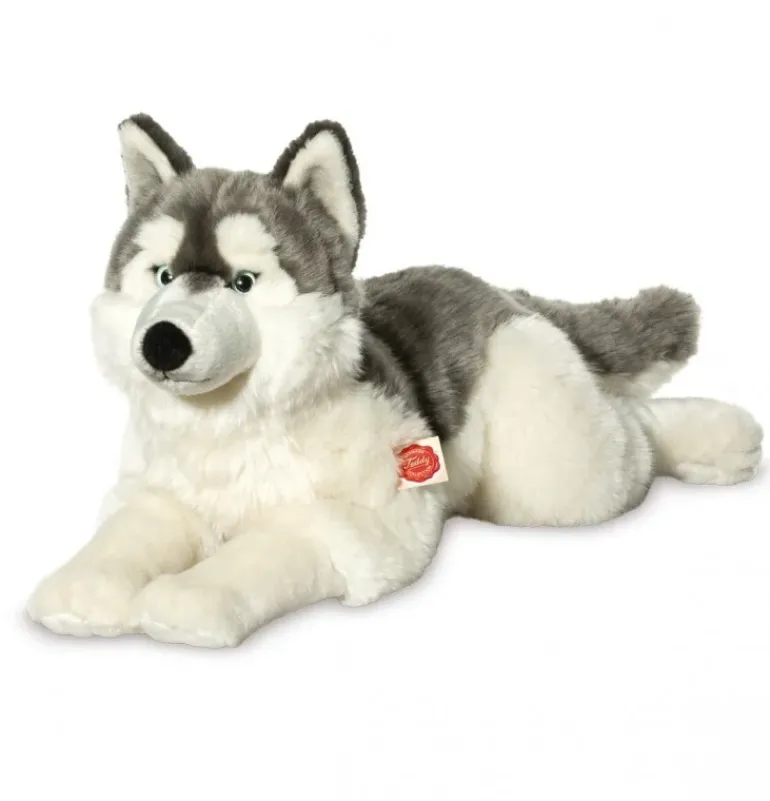 Peluche chien Husky couché - 60 cm
