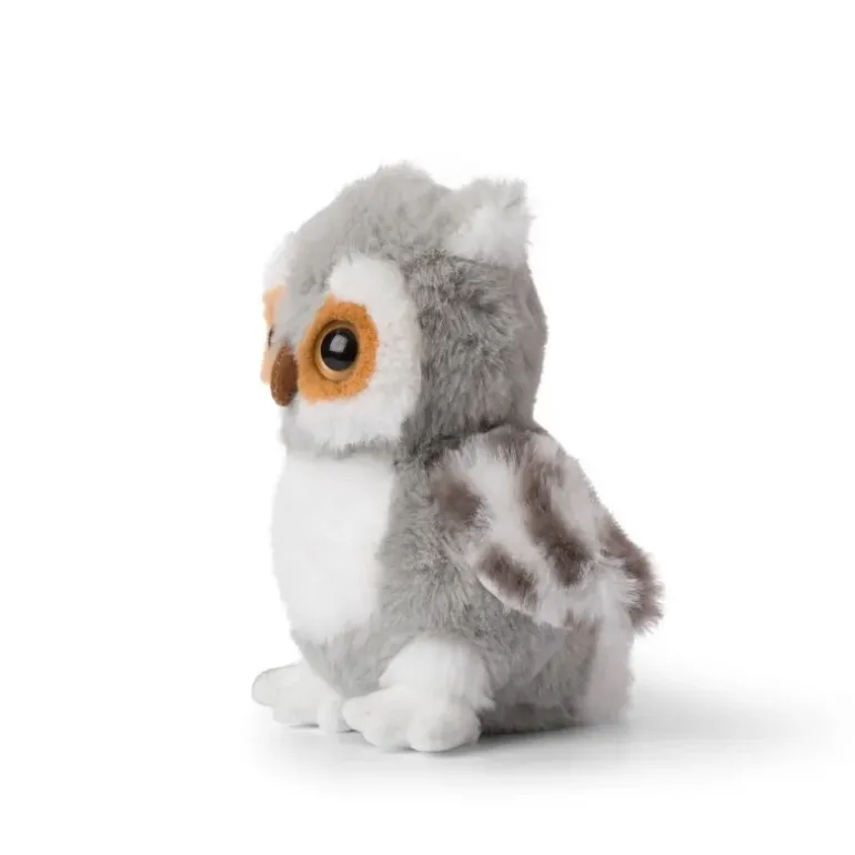 Peluche chouette duveteuse grise WWW -15 cm