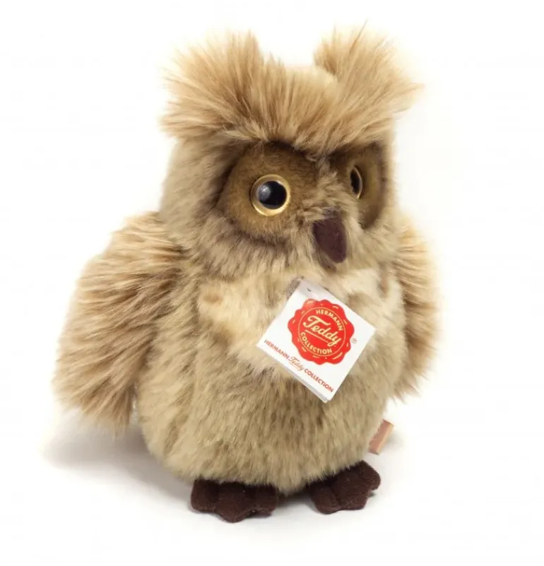 Peluche chouette gris-marron - 17 cm