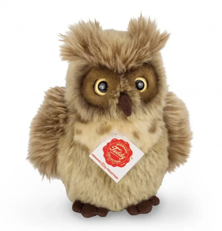 Peluche chouette gris-marron - 17 cm