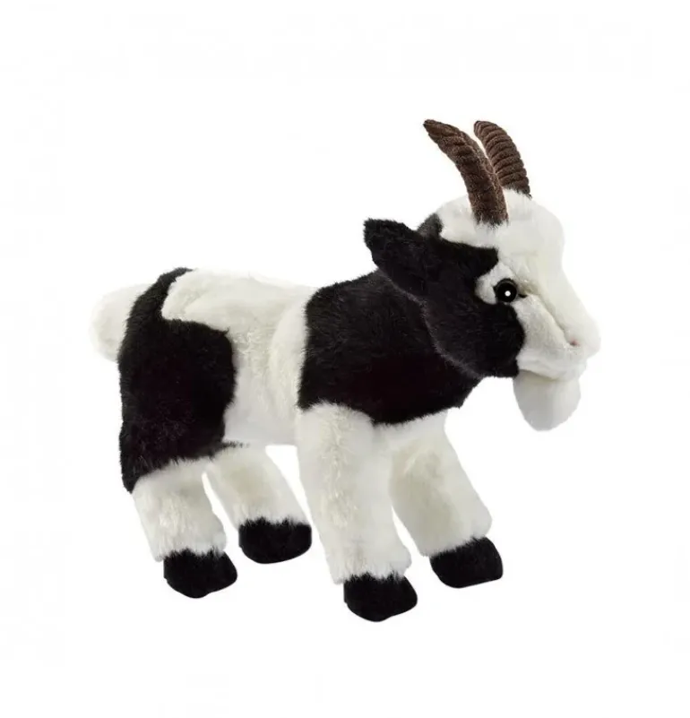 Peluche chèvre noire et blanche - 26 cm