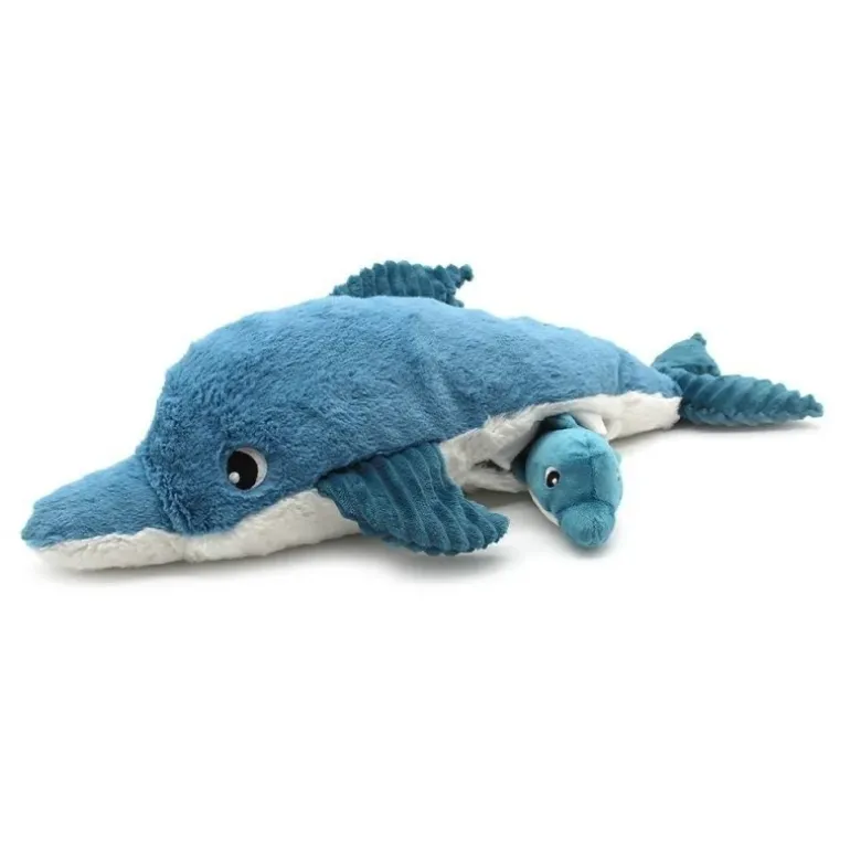 Peluche dauphin Tofou maman et son bébé bleu