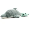 Peluche dauphin Tofou maman et son bébé menthe