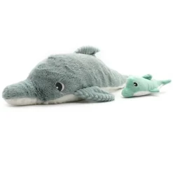 Peluche dauphin Tofou maman et son bébé menthe