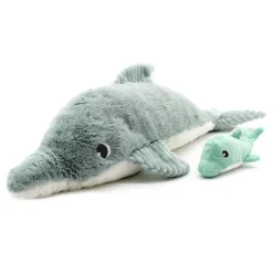 Peluche dauphin Tofou maman et son bébé menthe