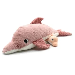 Peluche dauphin Tofou maman et son bébé rose