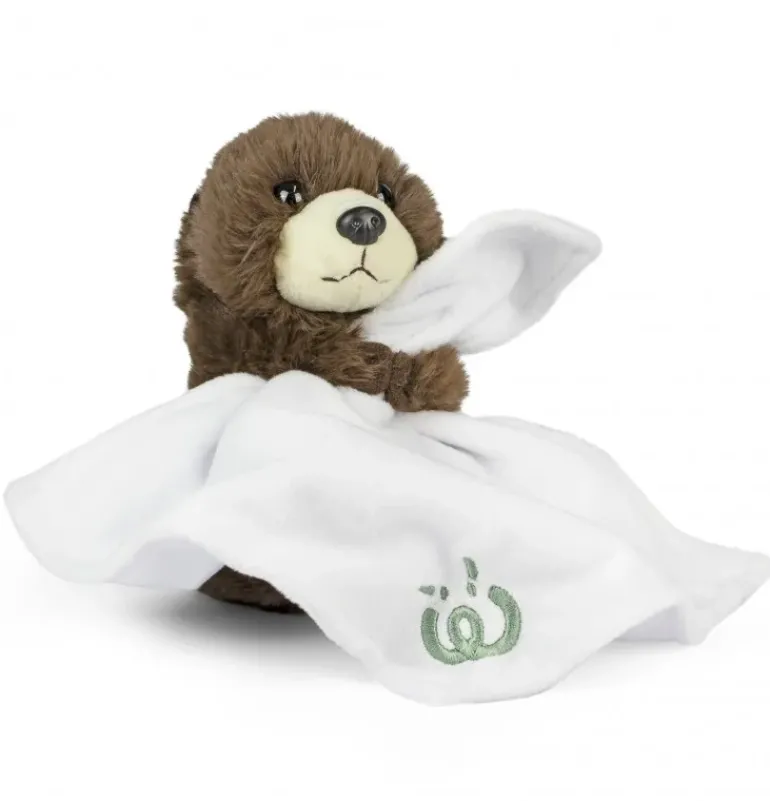Peluche doudou bébé loutre avec mouchoir