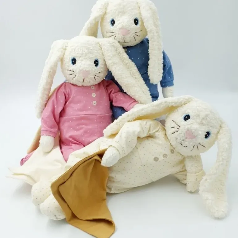 Peluche doudou lapin Hoopsi crème