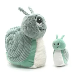 Peluche escargot Speedou maman et son bébé vert menthe