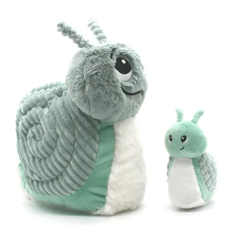 Peluche escargot Speedou maman et son bébé vert menthe