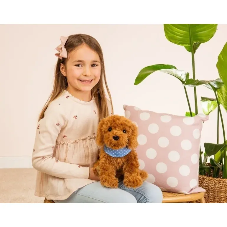 Peluche Goldendoodle assis - 30 cm