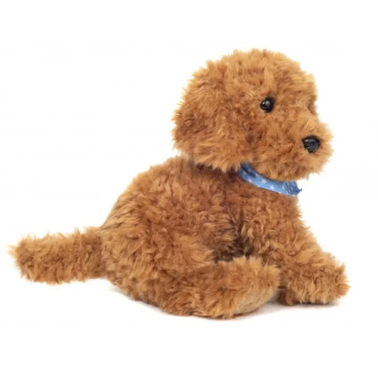 Peluche Goldendoodle assis - 30 cm