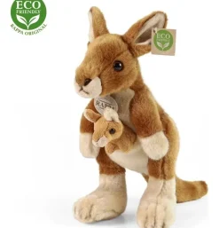 Peluche kangourou avec bébé - 27 cm