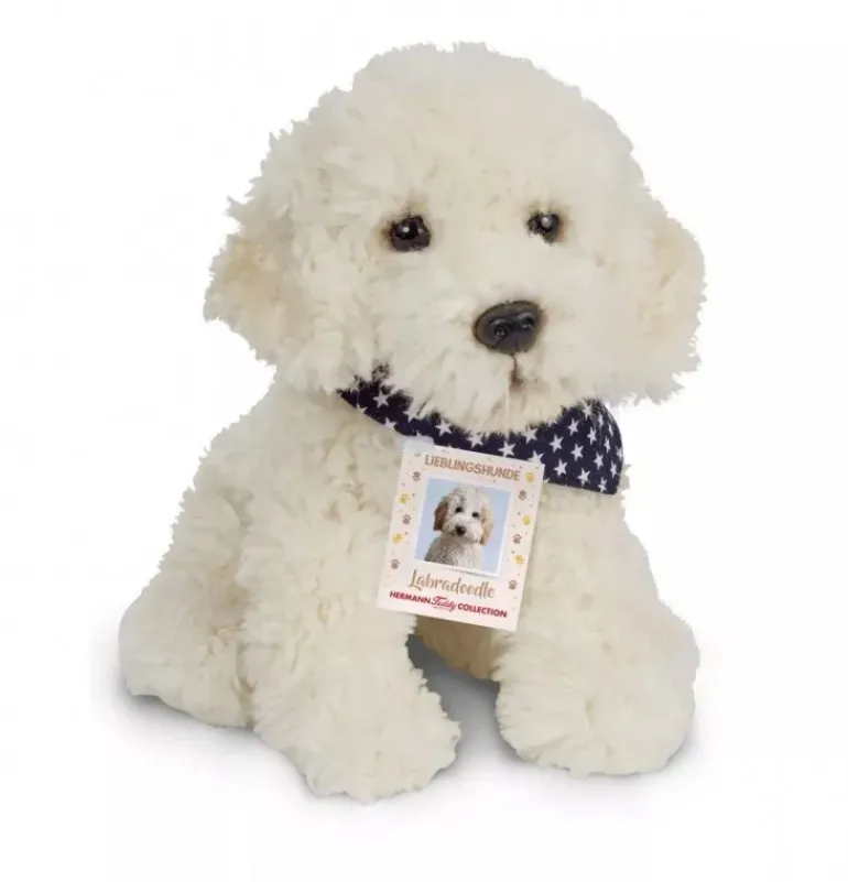 Peluche labradoodle assis - 28 cm