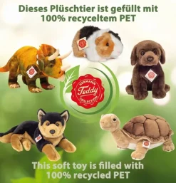 Peluche lapin assis tacheté marron clair et blanc - 20 cm