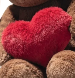 Peluche lapin Hoppie Love avec cœur marron - 16 cm