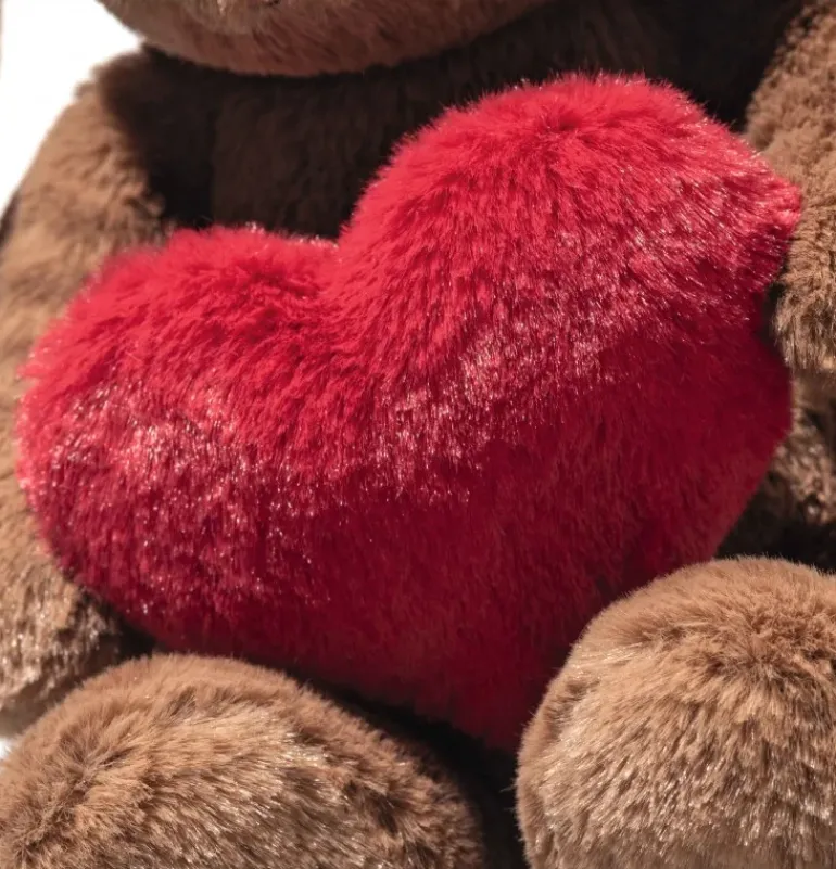 Peluche lapin Hoppie Love avec cœur marron - 16 cm